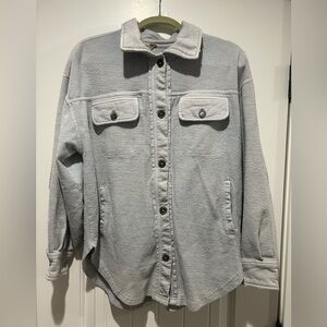 Free People Ruby Shacket XSmall Light Gray Blue Boho Indie Oversized